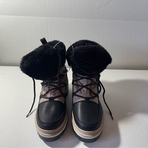 Cougar Black and Tan Winter Rain Boots with Fur Lining